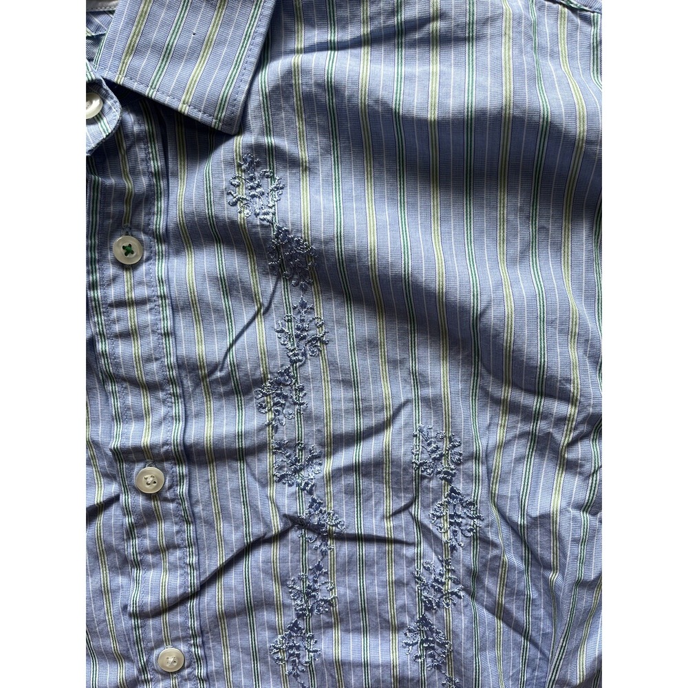 Guess Embroidered Long Sleeve Button Shirt - Blue/Green/Yellow - XL - Picture 6 of 8